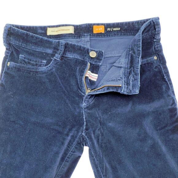 Anthropologie Pilcro & The Letterpress Sz 28 Serif Blue Velour Cord Skinny Pant - Picture 8 of 9